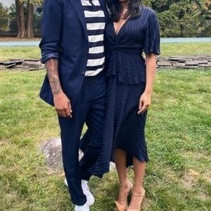 A.L.C Avi Tonal Stripe V-neck Silk Dress